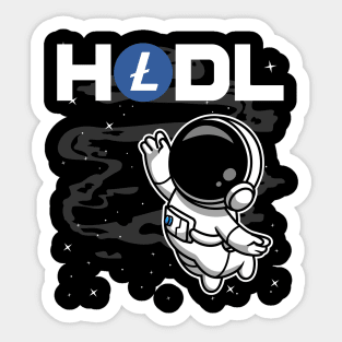 HODL Astronaut Litecoin LTC Coin To The Moon Crypto Token Cryptocurrency Blockchain Wallet Birthday Gift For Men Women Kids Sticker